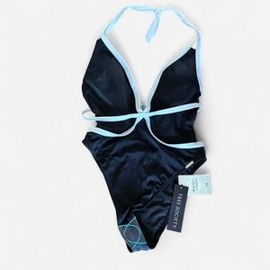 NWT Free Society Estilo white & black one piece‎ cut-out swimsuit Sz S